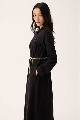 İmge Keten Elbise Siyah - 12