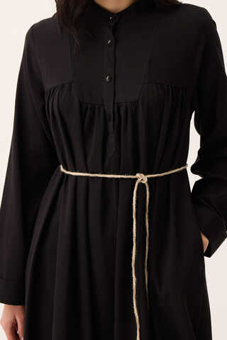 İmge Keten Elbise Siyah - 3