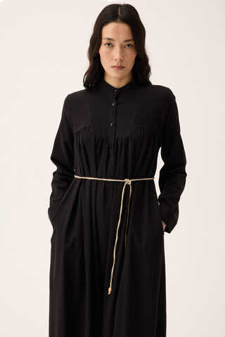 İmge Keten Elbise Siyah - 5