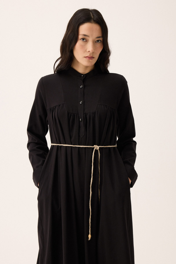 İmge Keten Elbise Siyah - 4