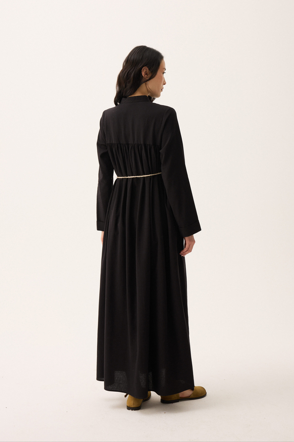 İmge Keten Elbise Siyah - 15