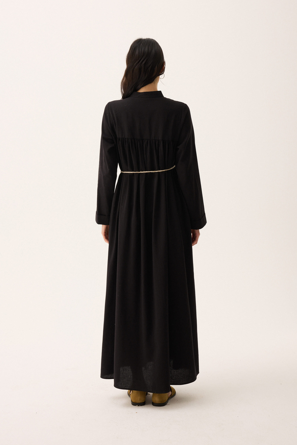 İmge Keten Elbise Siyah - 16