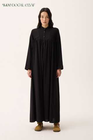 İmge Keten Elbise Siyah - 1