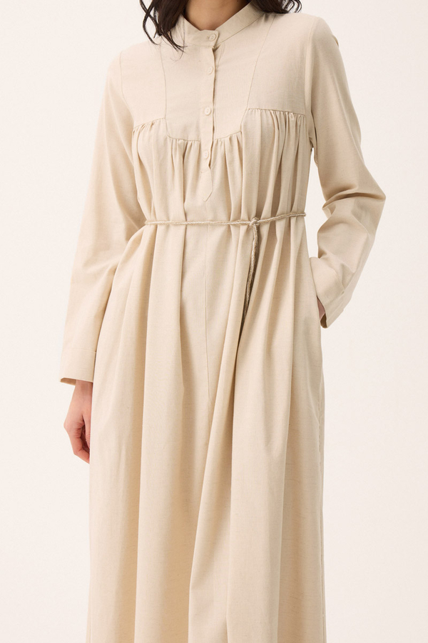 İmge Keten Elbise Taş - 4