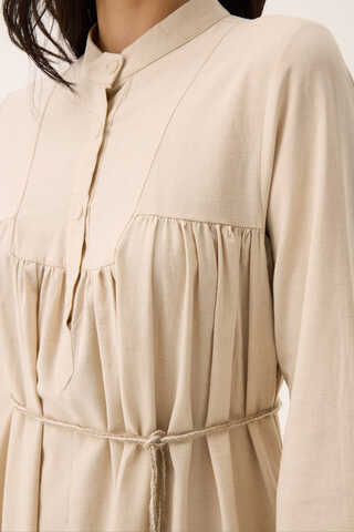 İmge Keten Elbise Taş - 12