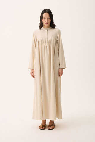 İmge Keten Elbise Taş - 8