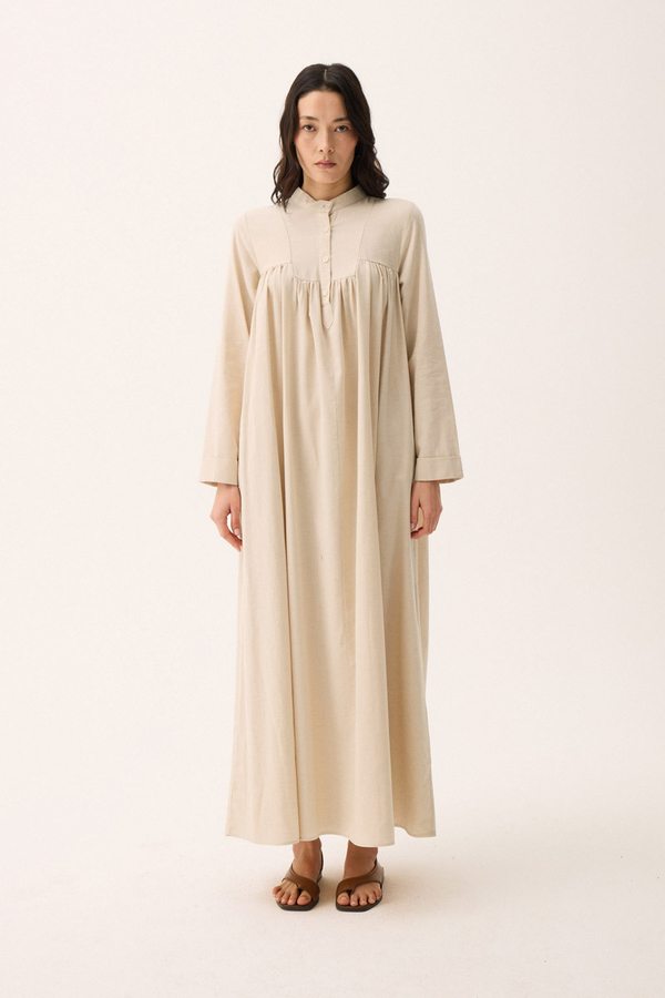 İmge Keten Elbise Taş - 8