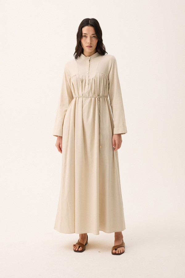 İmge Keten Elbise Taş - 2