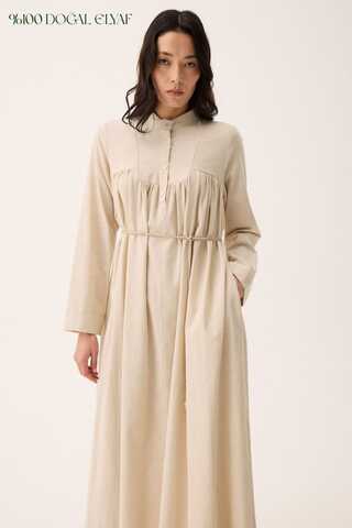 İmge Keten Elbise Taş - 1