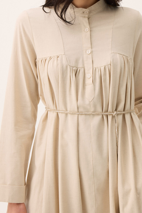 İmge Keten Elbise Taş - 6