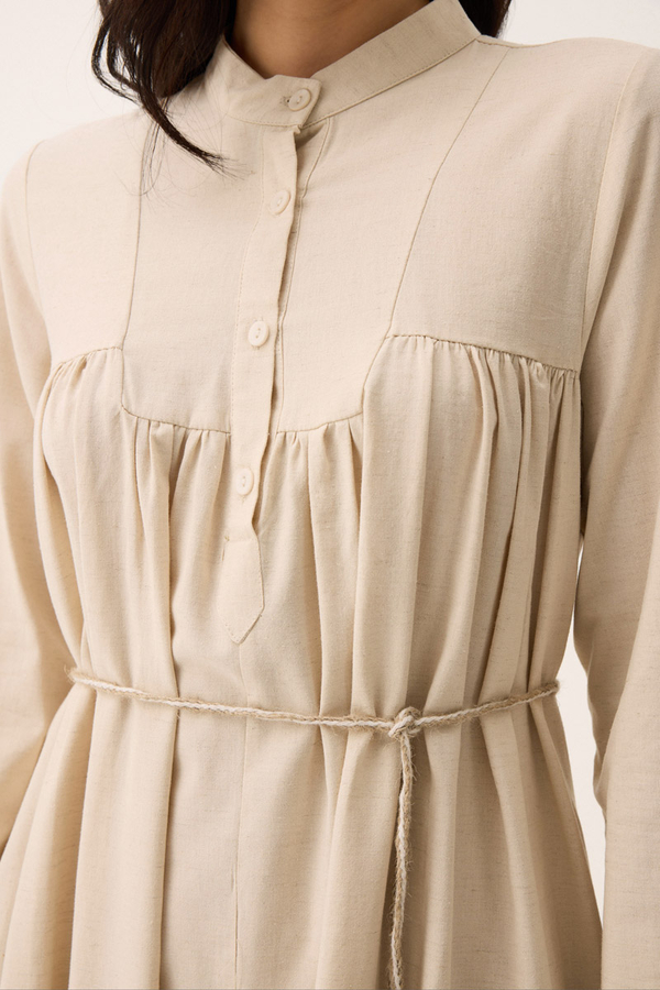 İmge Keten Elbise Taş - 13