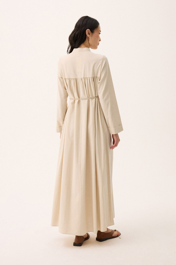 İmge Keten Elbise Taş - 15