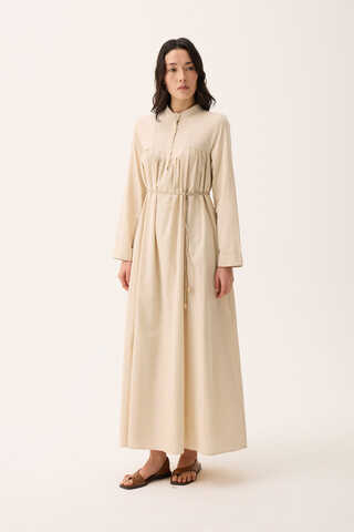 İmge Keten Elbise Taş - 5