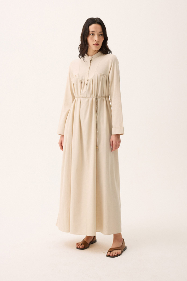 İmge Keten Elbise Taş - 9