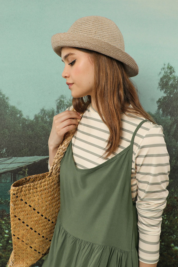 İnce Askılı Elbise Haki - 5