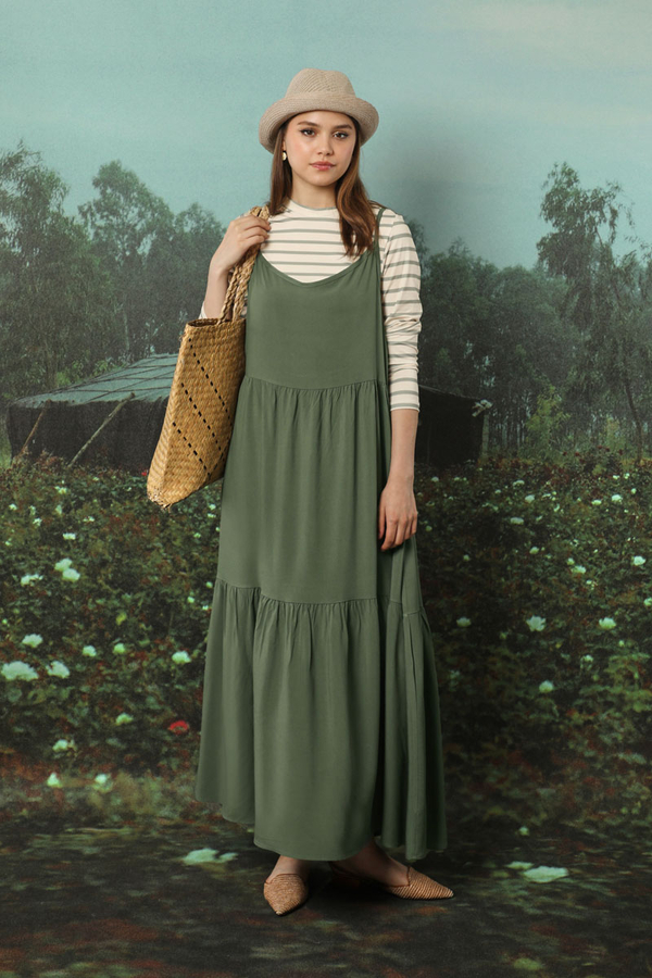 İnce Askılı Elbise Haki - 2