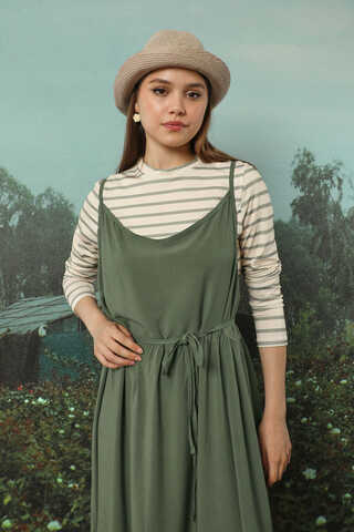 İnce Askılı Elbise Haki - 3