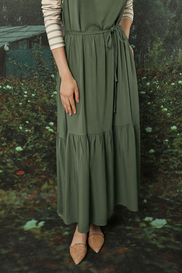 İnce Askılı Elbise Haki - 4