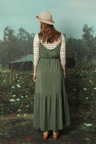 İnce Askılı Elbise Haki - 8