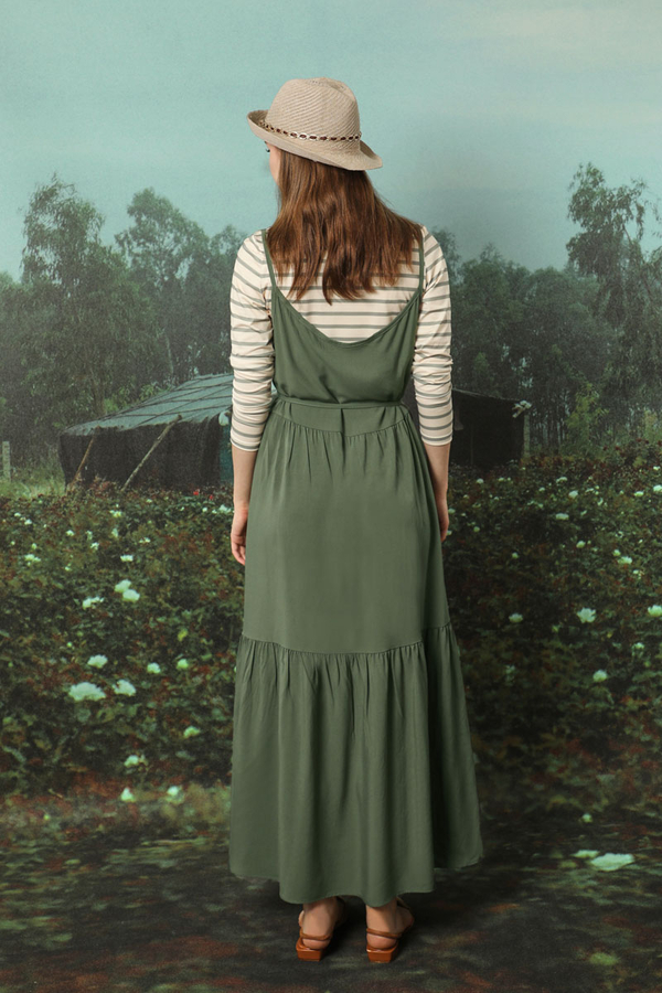 İnce Askılı Elbise Haki - 8