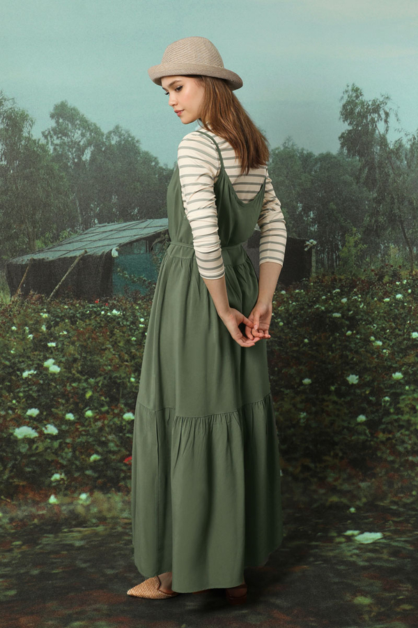 İnce Askılı Elbise Haki - 7