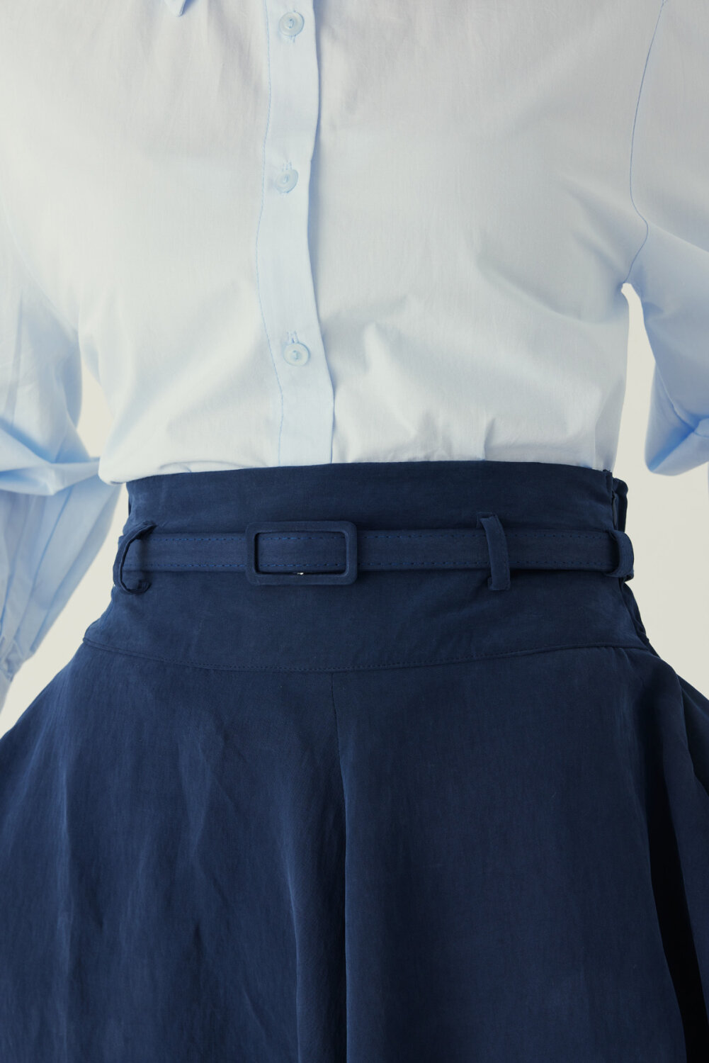 İnce Kemerli Modal Etek Lacivert - 2