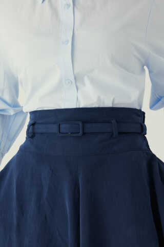 İnce Kemerli Modal Etek Lacivert - 2