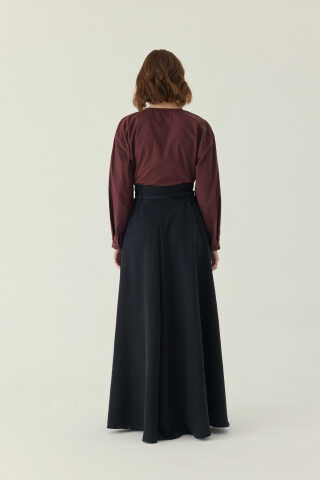 İnce Kemerli Modal Etek Siyah - 2