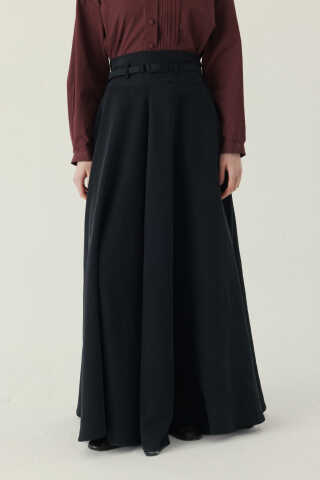 İnce Kemerli Modal Etek Siyah - 3