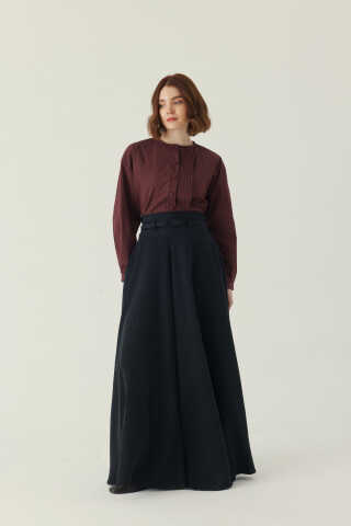 İnce Kemerli Modal Etek Siyah - 4