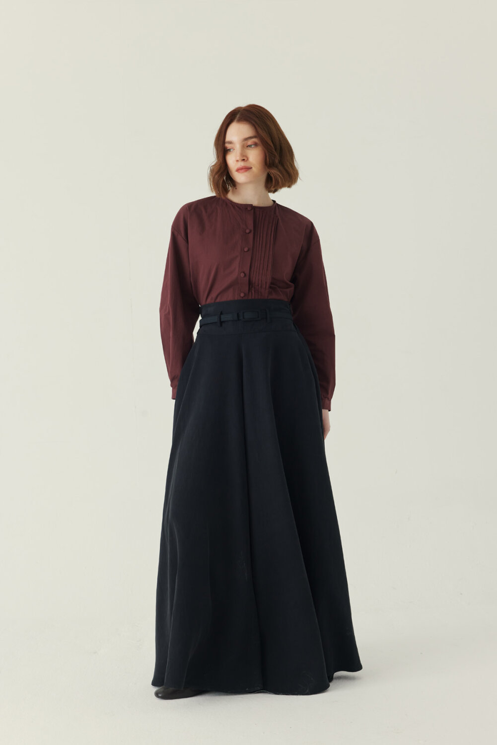 İnce Kemerli Modal Etek Siyah - 4