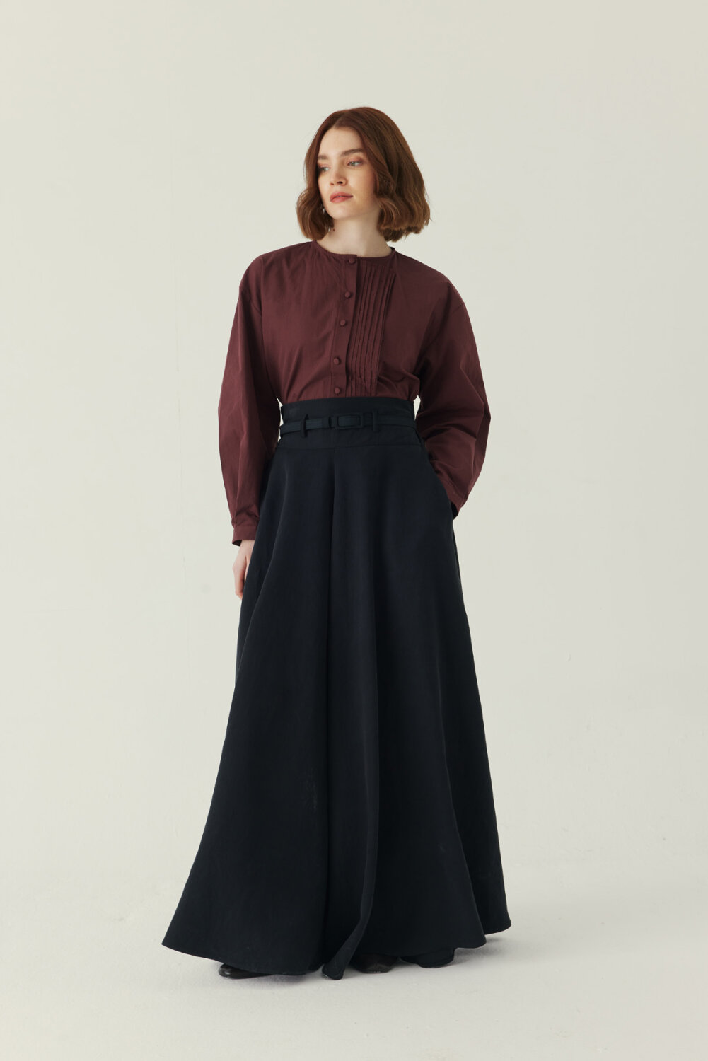 İnce Kemerli Modal Etek Siyah 