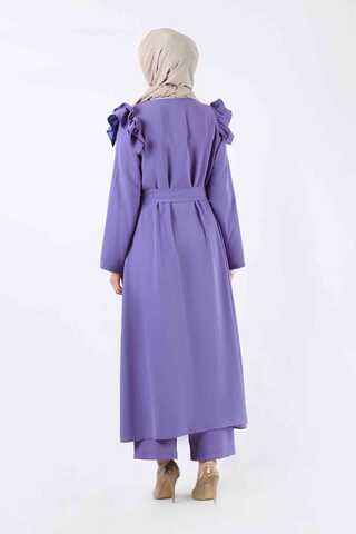 İnci İşlemeli Abaya Takım Mavi - 5