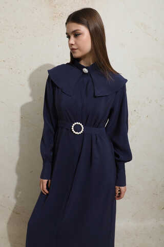 İncili Elbise Lacivert - 5