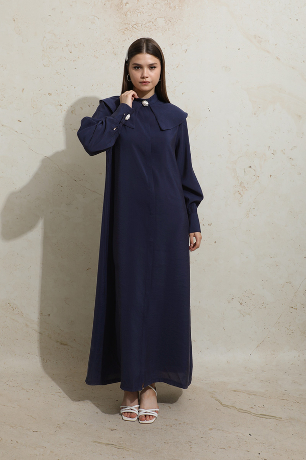 İncili Elbise Lacivert - 2