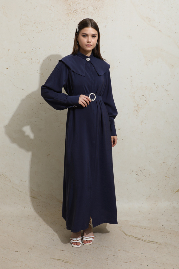 İncili Elbise Lacivert - 4