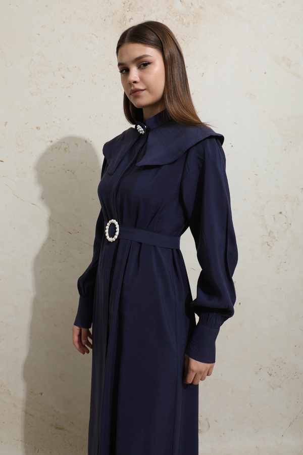 İncili Elbise Lacivert - 7