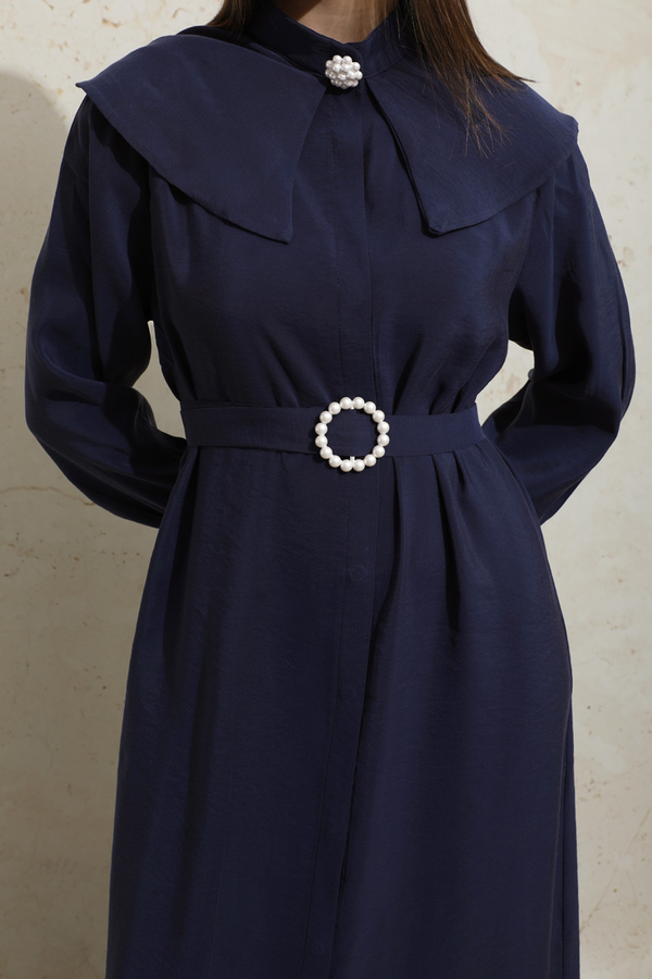 İncili Elbise Lacivert - 6