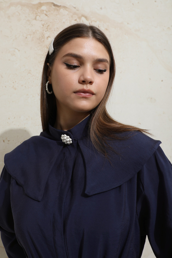 İncili Elbise Lacivert - 3