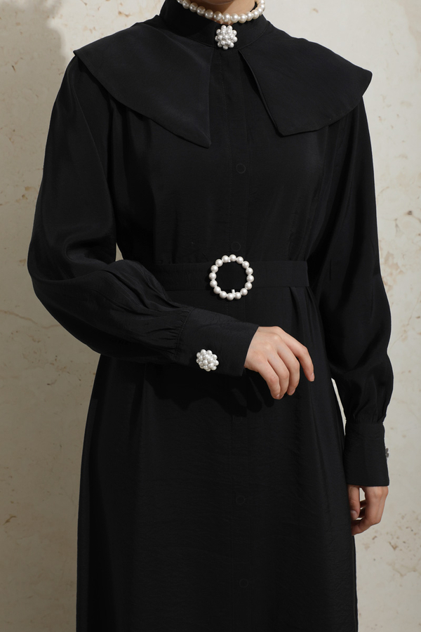 İncili Elbise Siyah - 4