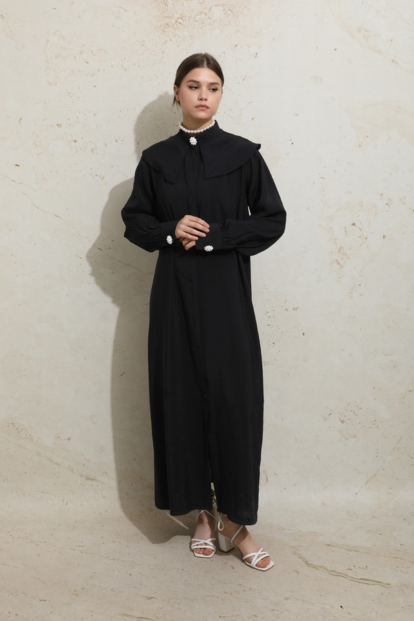 İncili Elbise Siyah - 5