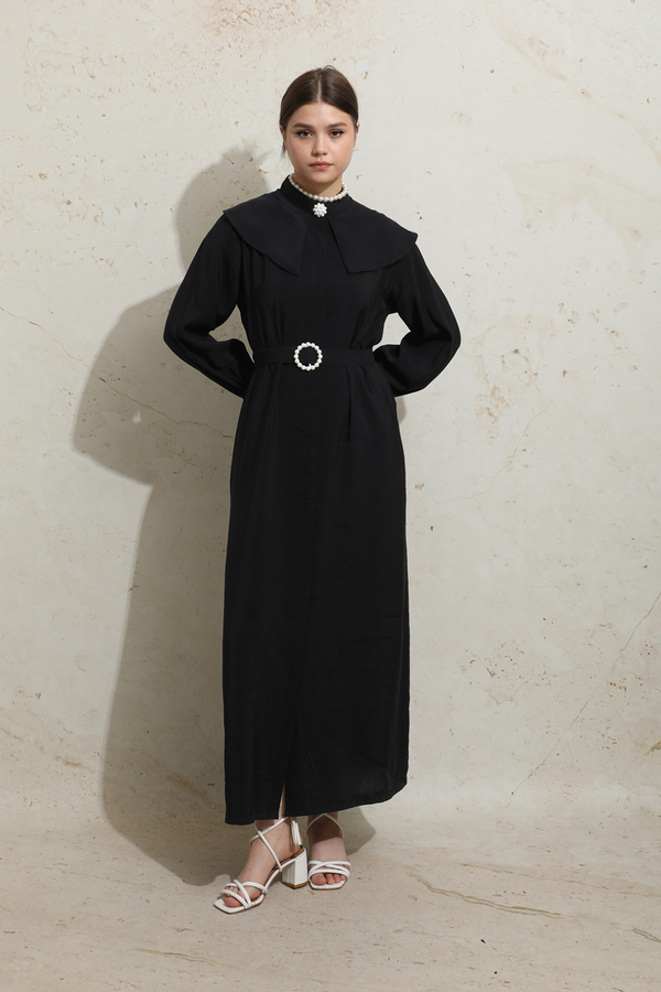 İncili Elbise Siyah - 3