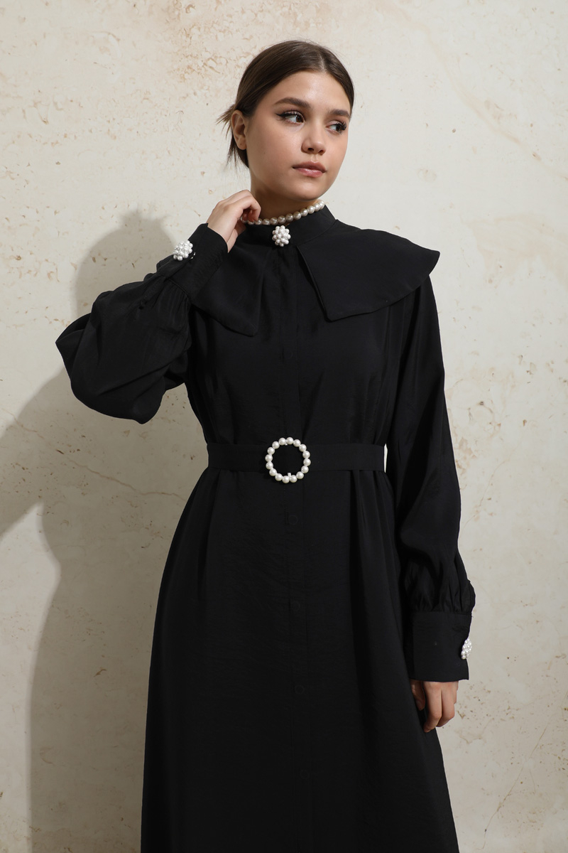 İncili Elbise Siyah