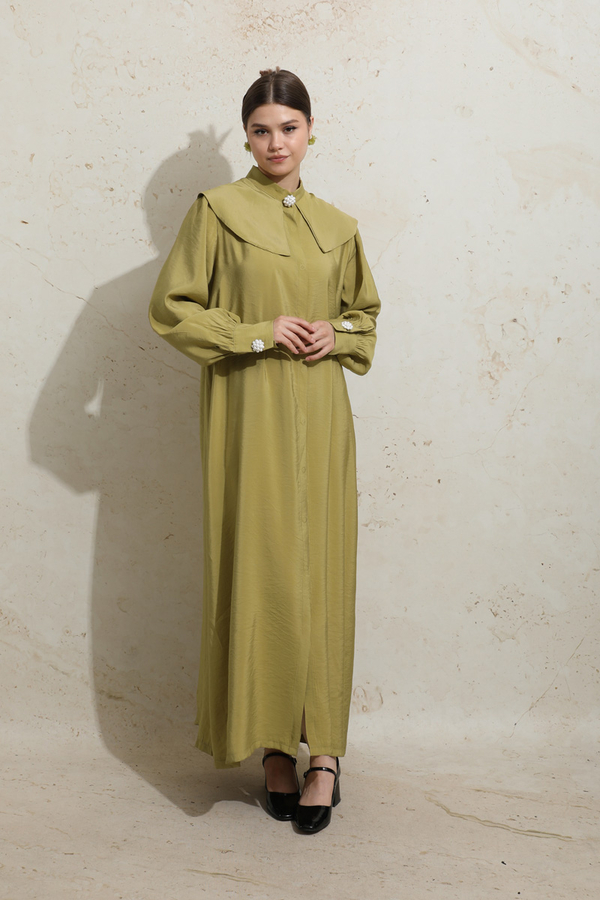 İncili Elbise Yağ Yeşili - 1