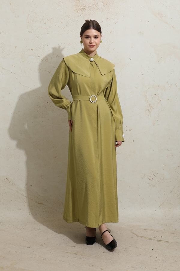 İncili Elbise Yağ Yeşili - 2