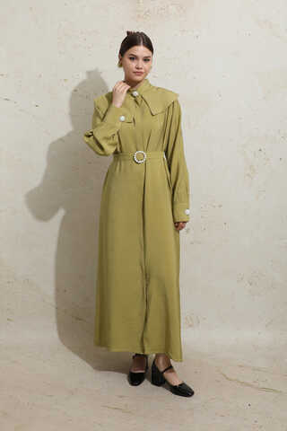 İncili Elbise Yağ Yeşili - 4