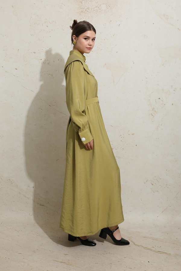 İncili Elbise Yağ Yeşili - 6