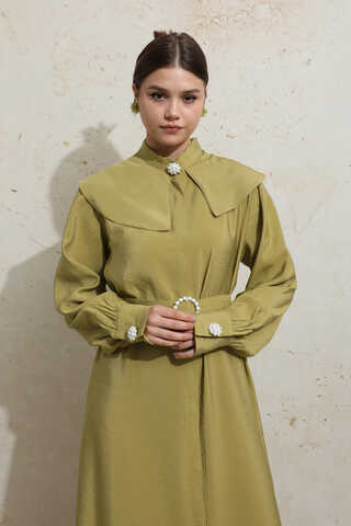İncili Elbise Yağ Yeşili - 3