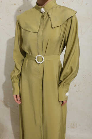 İncili Elbise Yağ Yeşili - 5