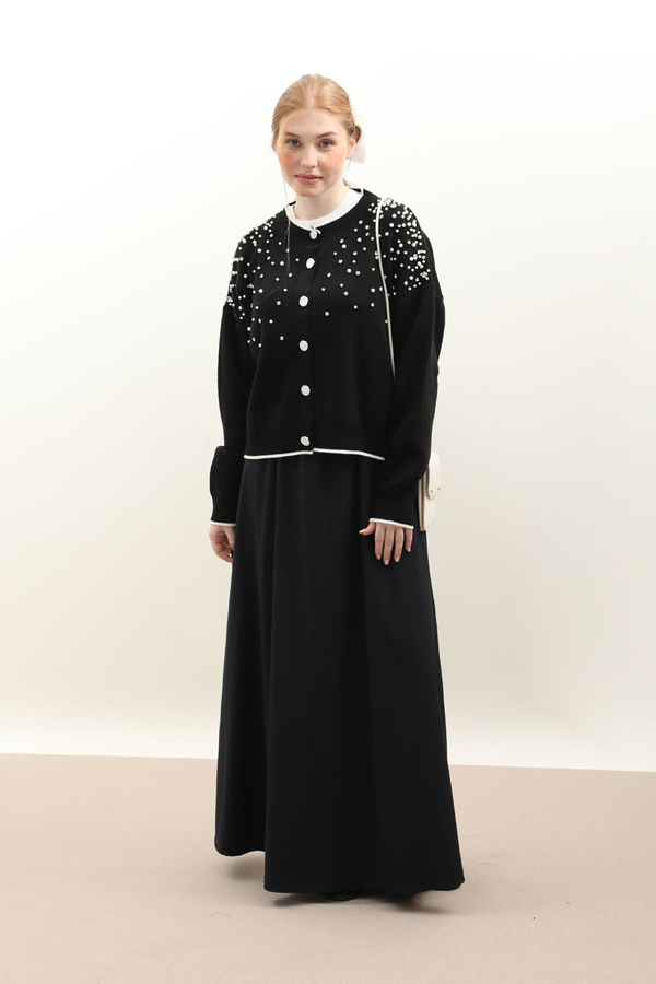 İncili Triko Hırka Siyah - 7